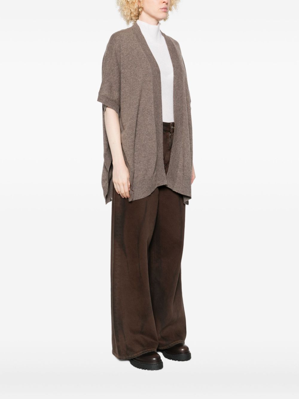 Cardigan a maniche corte in beige Gotha - donna 