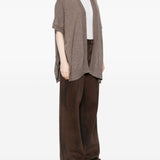 Cardigan a maniche corte in beige Gotha - donna 