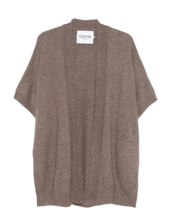 Cardigan a maniche corte in beige Gotha - donna 