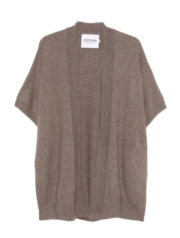 Cardigan a maniche corte in beige Gotha - donna 