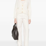 Cardigan con scollo a v in avorio Gotha - donna 