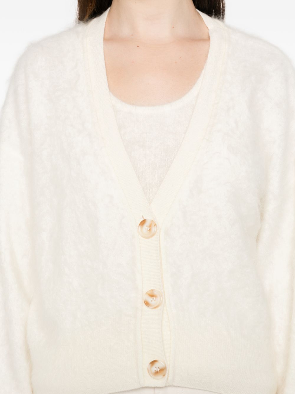 Cardigan con scollo a v in avorio Gotha - donna 