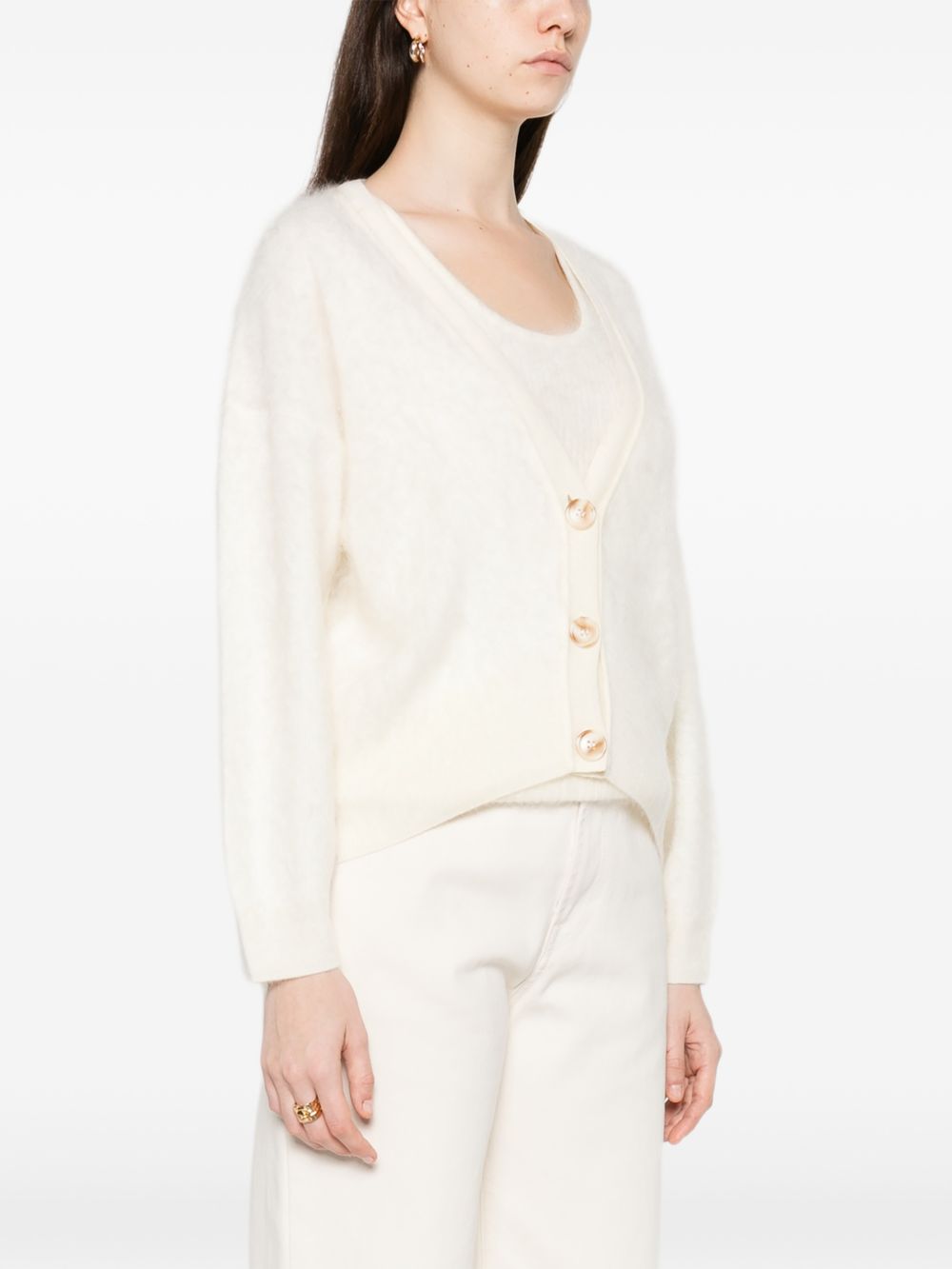 Cardigan con scollo a v in avorio Gotha - donna 