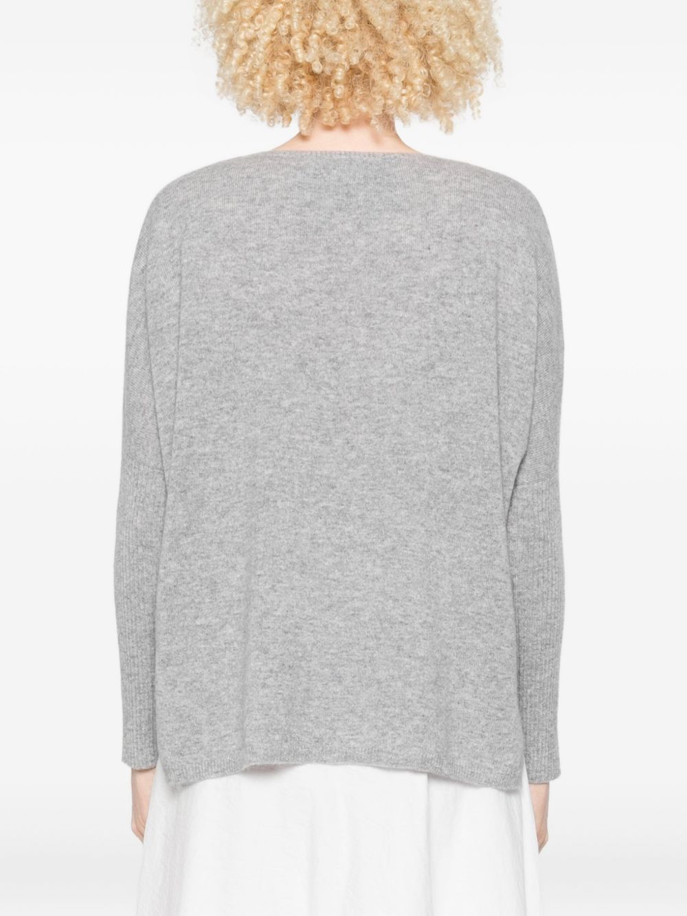 Maglione con scollo a V in grigio Gotha - donna 