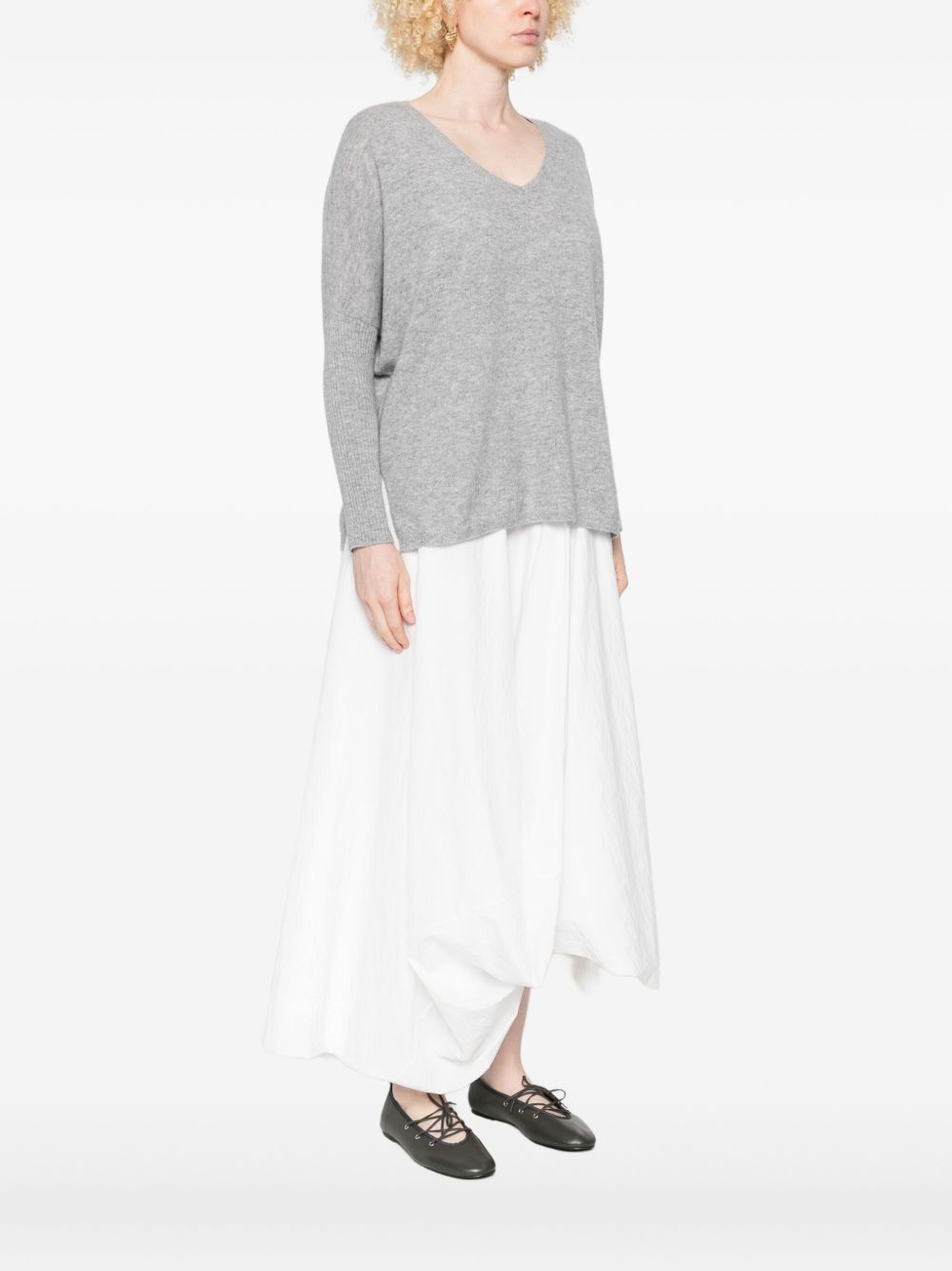 Maglione con scollo a V in grigio Gotha - donna 