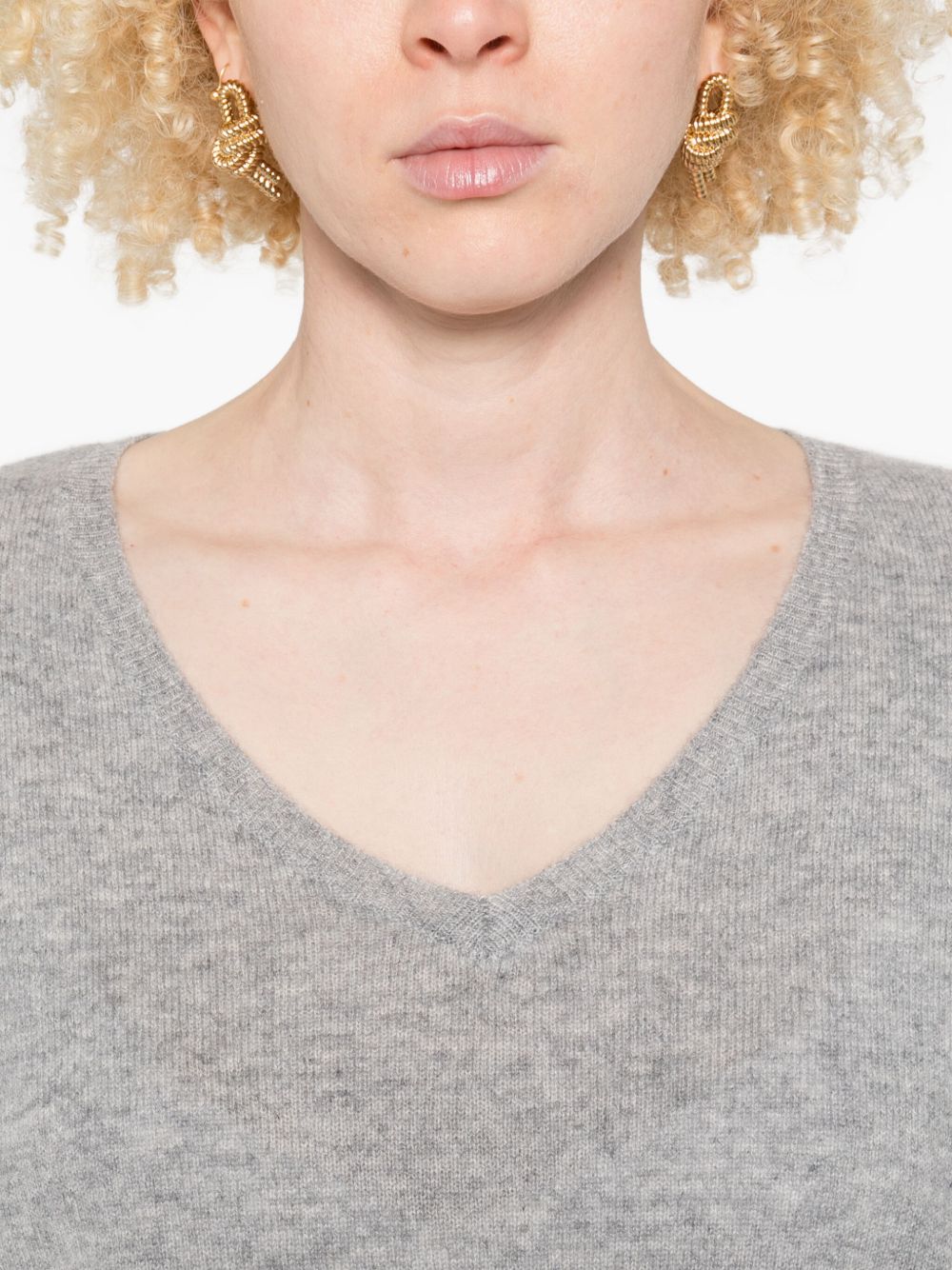 Maglione con scollo a V in grigio Gotha - donna 