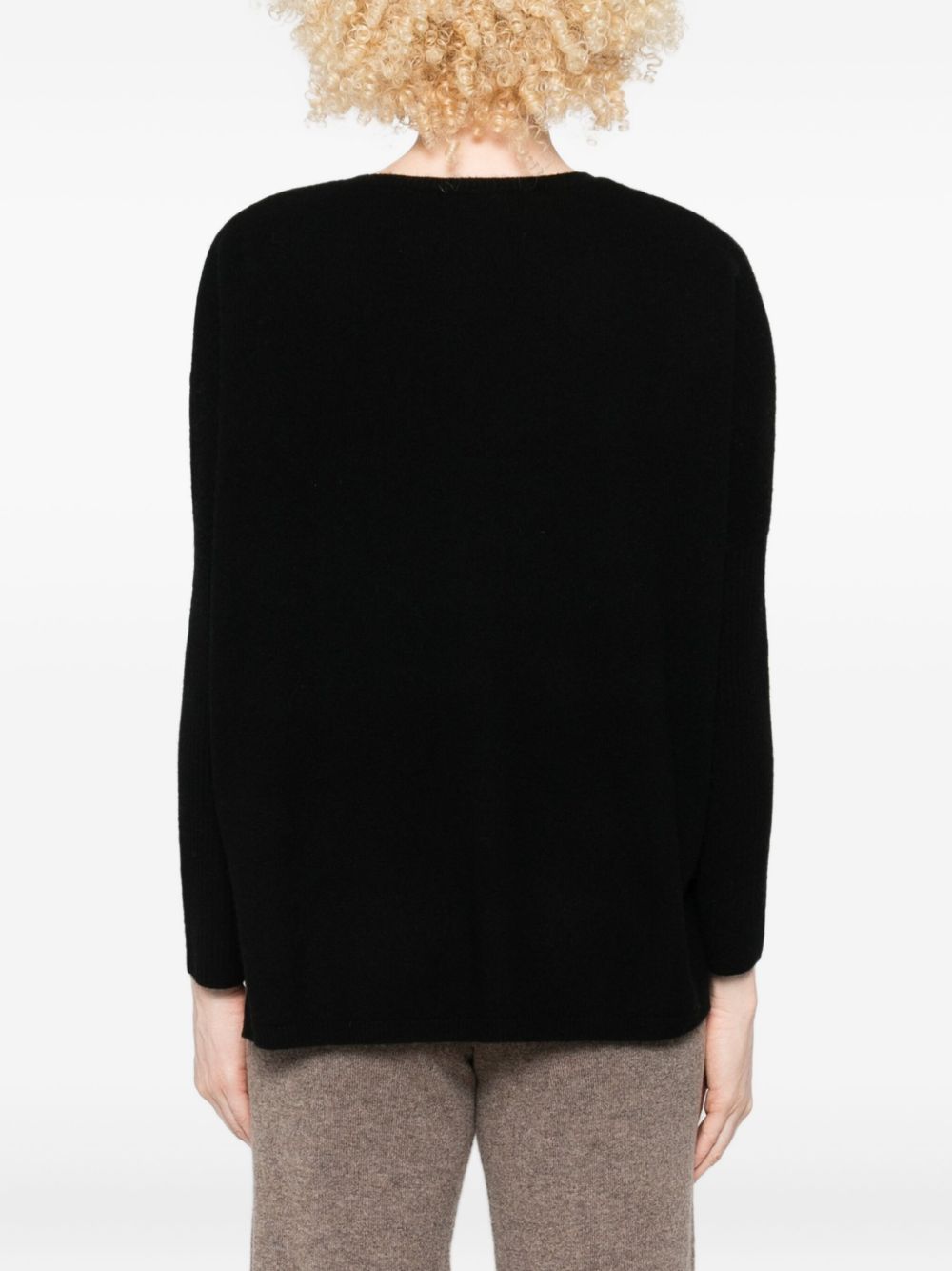 Maglione con scollo a V in nero Gotha - donna 