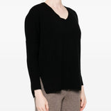 Maglione con scollo a V in nero Gotha - donna 
