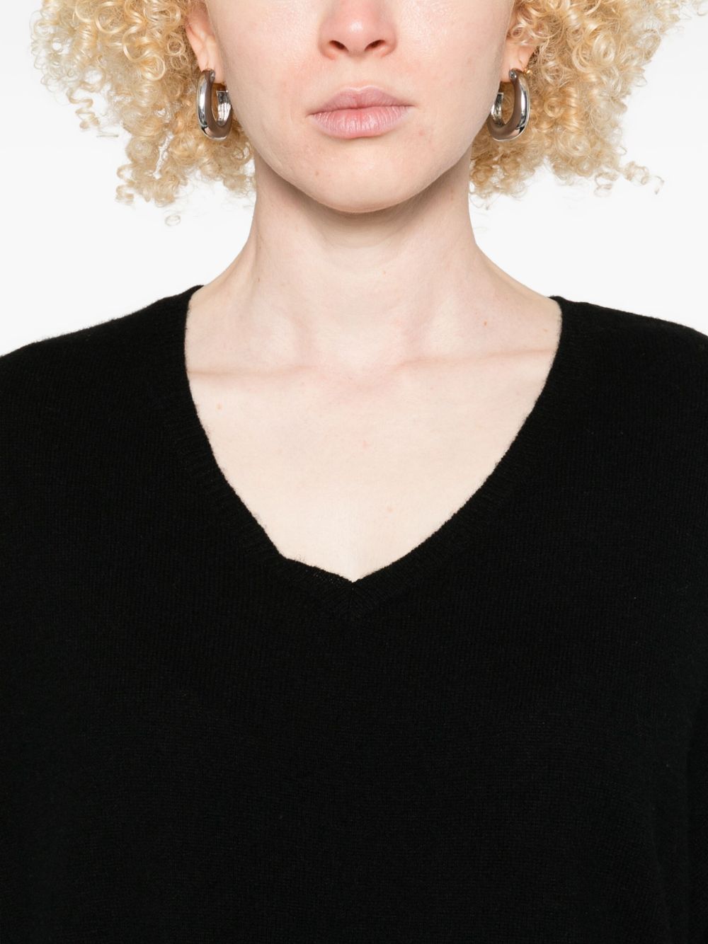 Maglione con scollo a V in nero Gotha - donna 