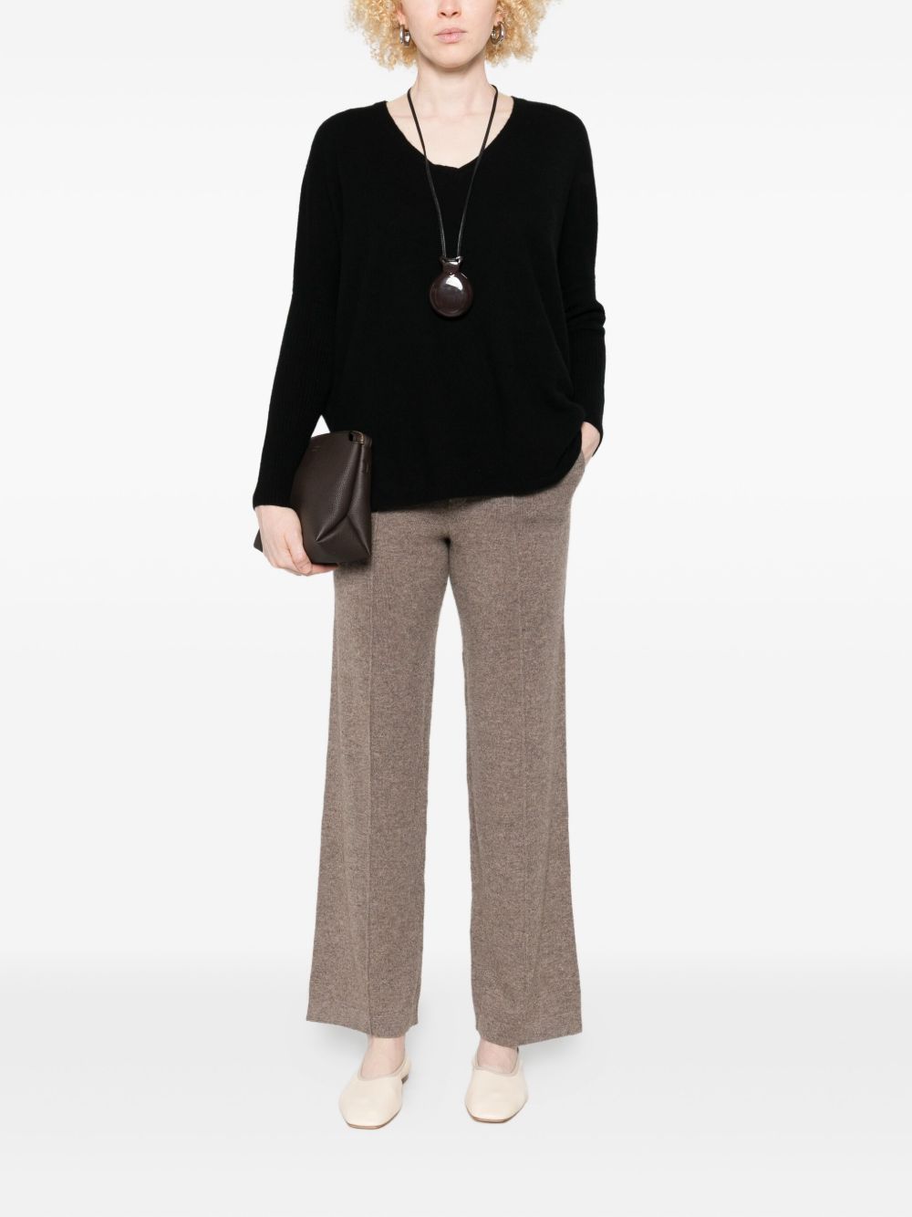 Maglione con scollo a V in nero Gotha - donna 