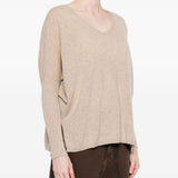 Maglione con scollo a V in beige Gotha - donna 