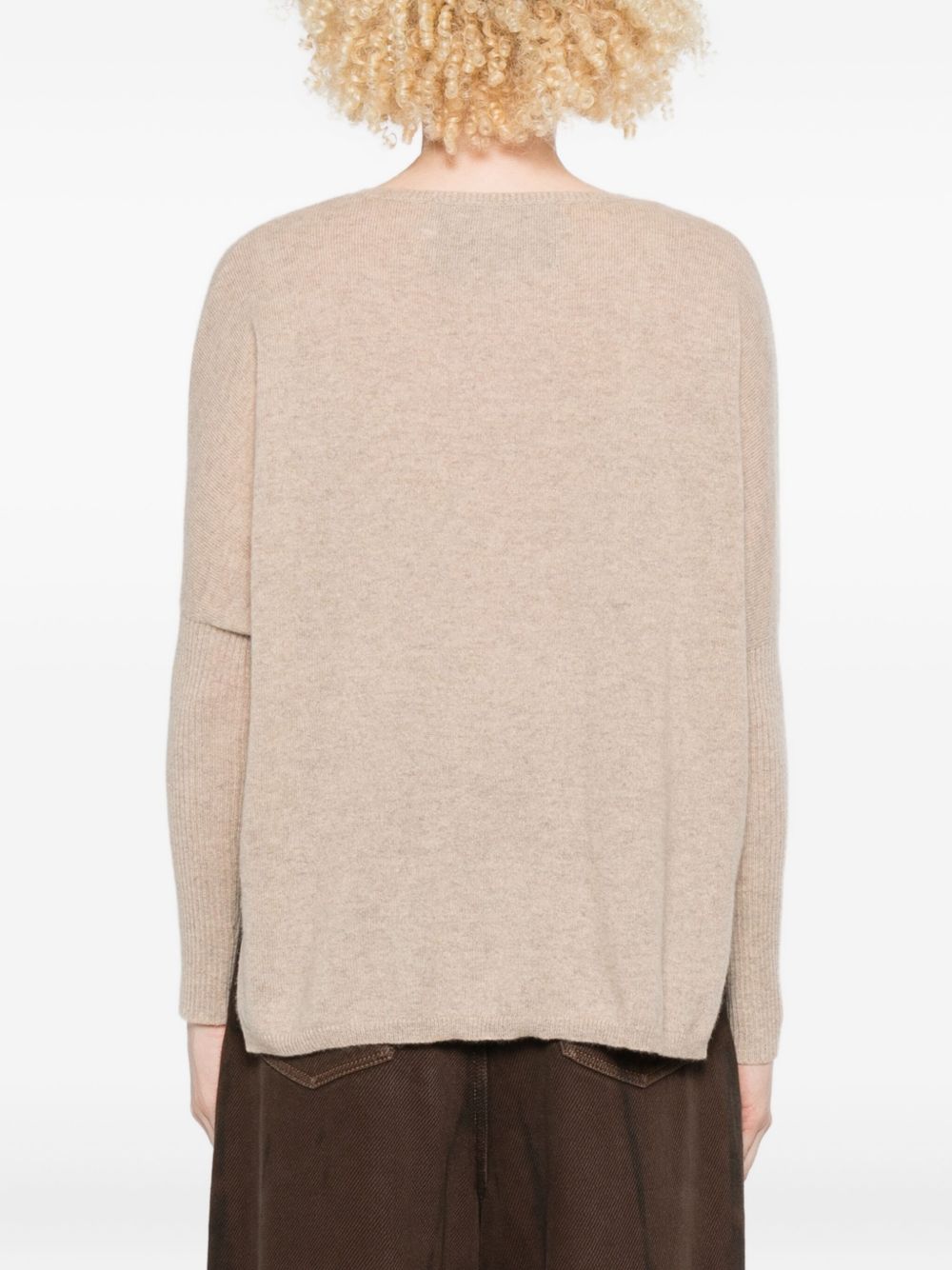 Maglione con scollo a V in beige Gotha - donna 