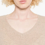 Maglione con scollo a V in beige Gotha - donna 