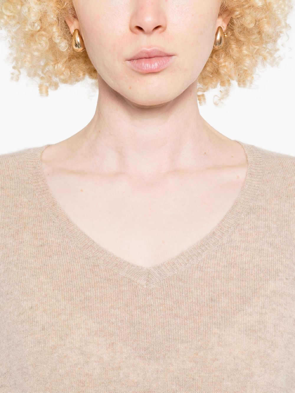 Maglione con scollo a V in beige Gotha - donna 