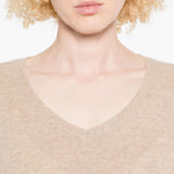 Maglione con scollo a V in beige Gotha - donna 