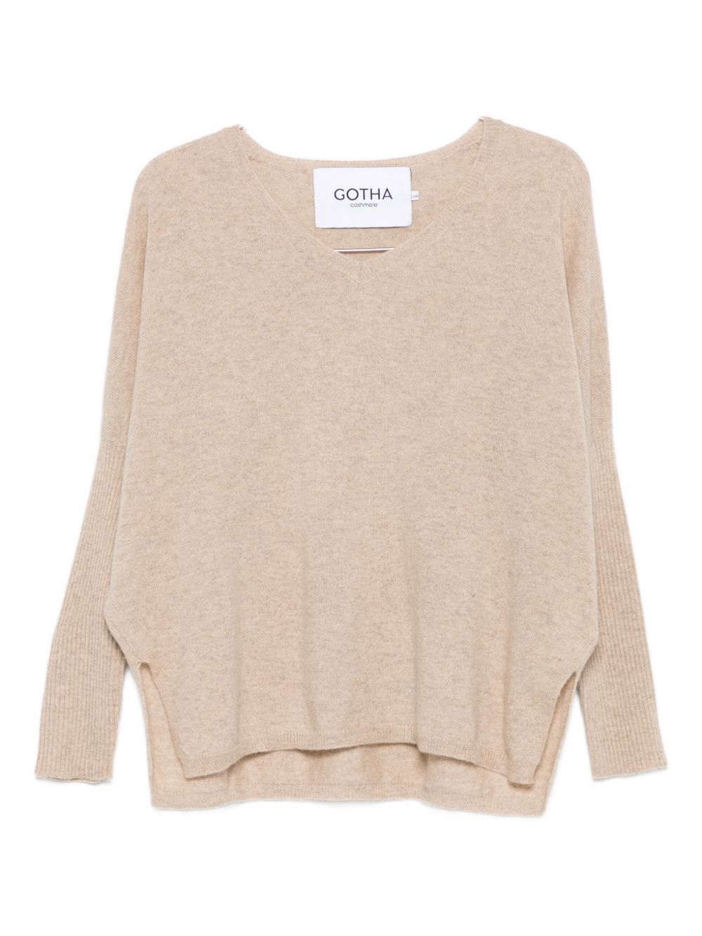 Maglione con scollo a V in beige Gotha - donna 