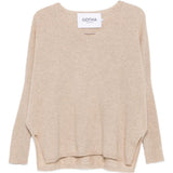 Maglione con scollo a V in beige Gotha - donna 