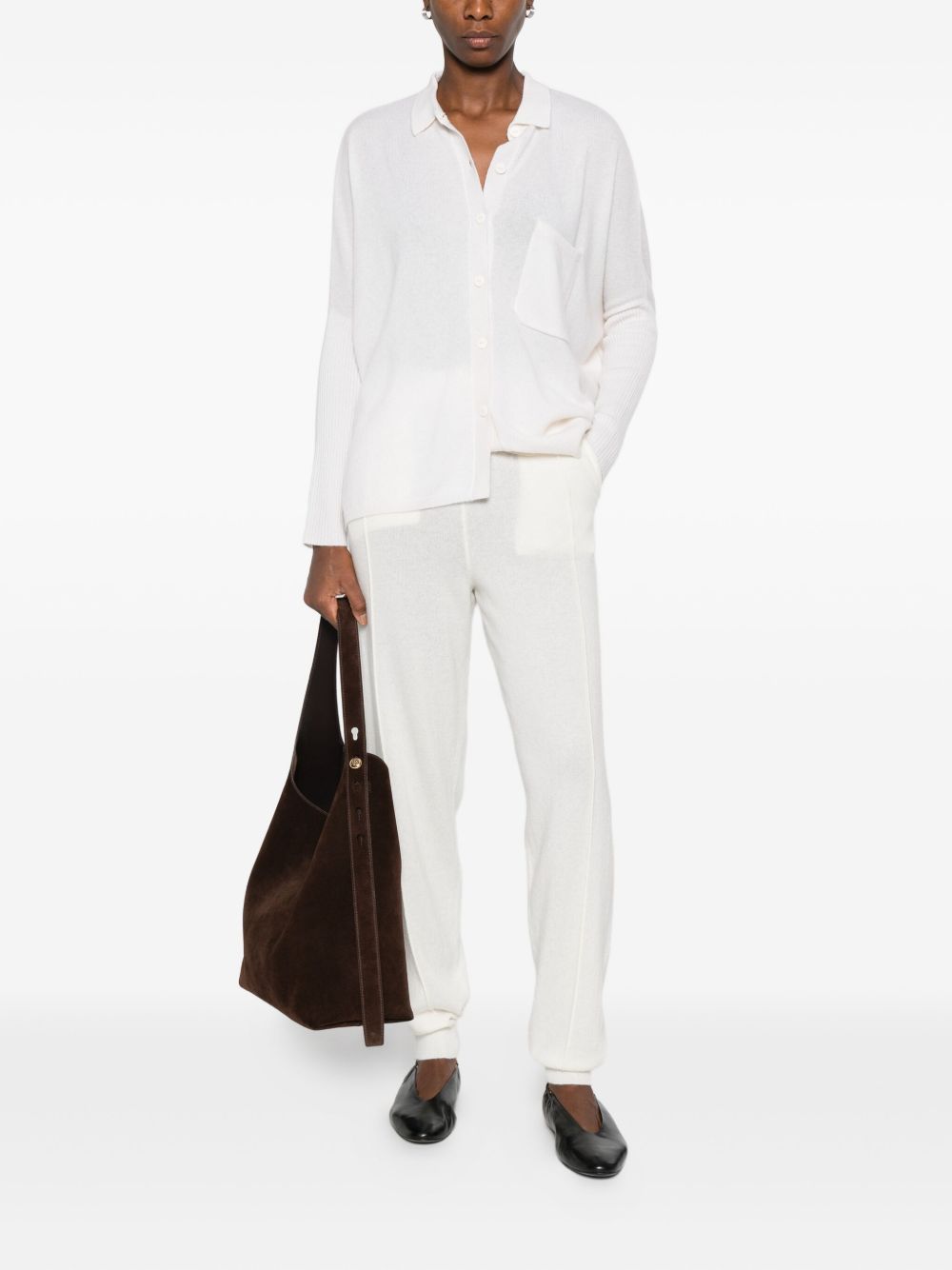 Cardigan con colletto in cashmere andrea in bianco Gotha - donna 