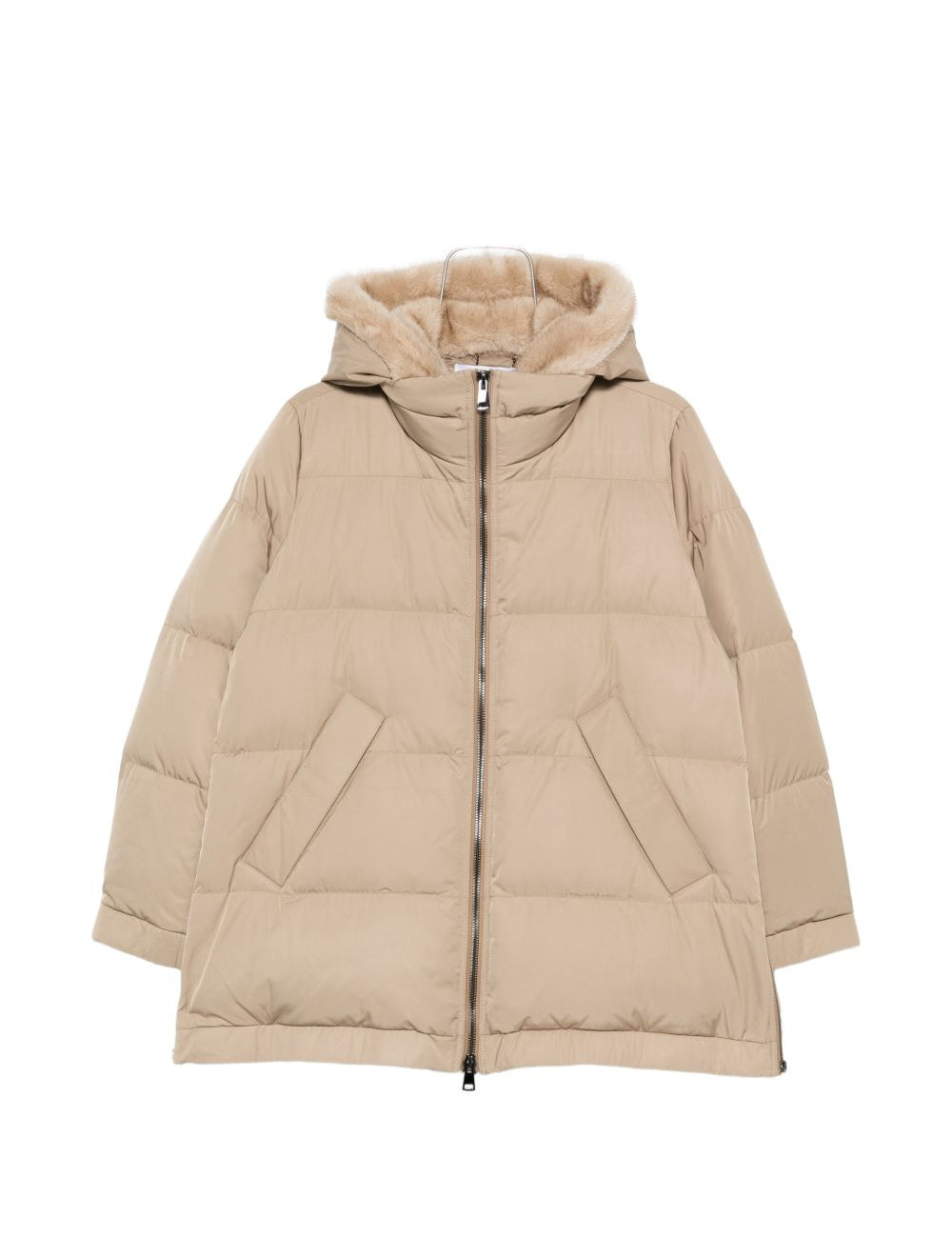 Piumino con cappuccio lou andrea in beige gotha - donna 