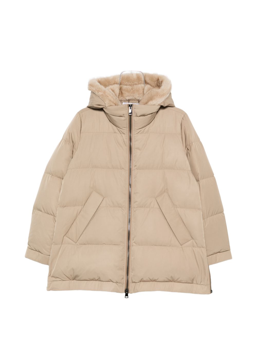 Piumino con cappuccio lou andrea in beige gotha - donna 