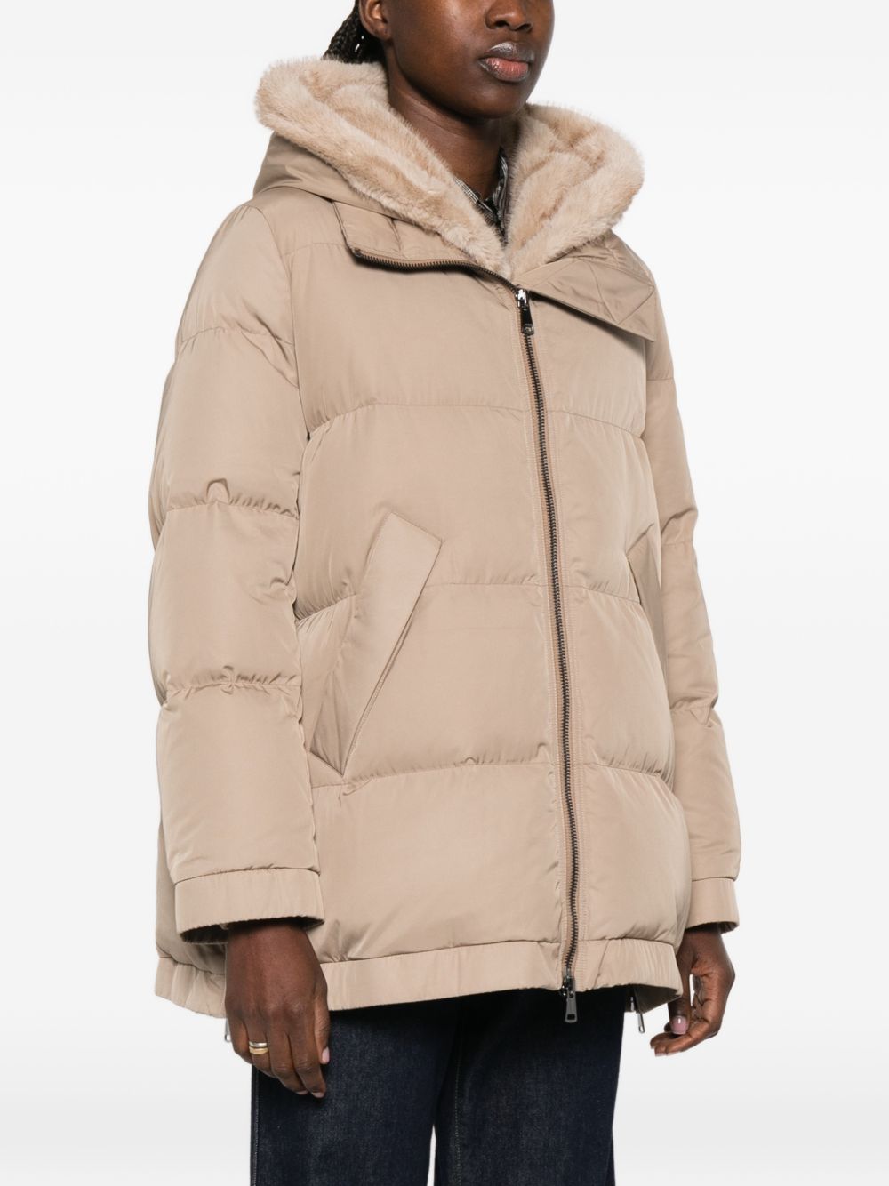Piumino con cappuccio lou andrea in beige gotha - donna 