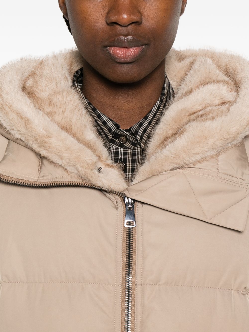 Piumino con cappuccio lou andrea in beige gotha - donna 