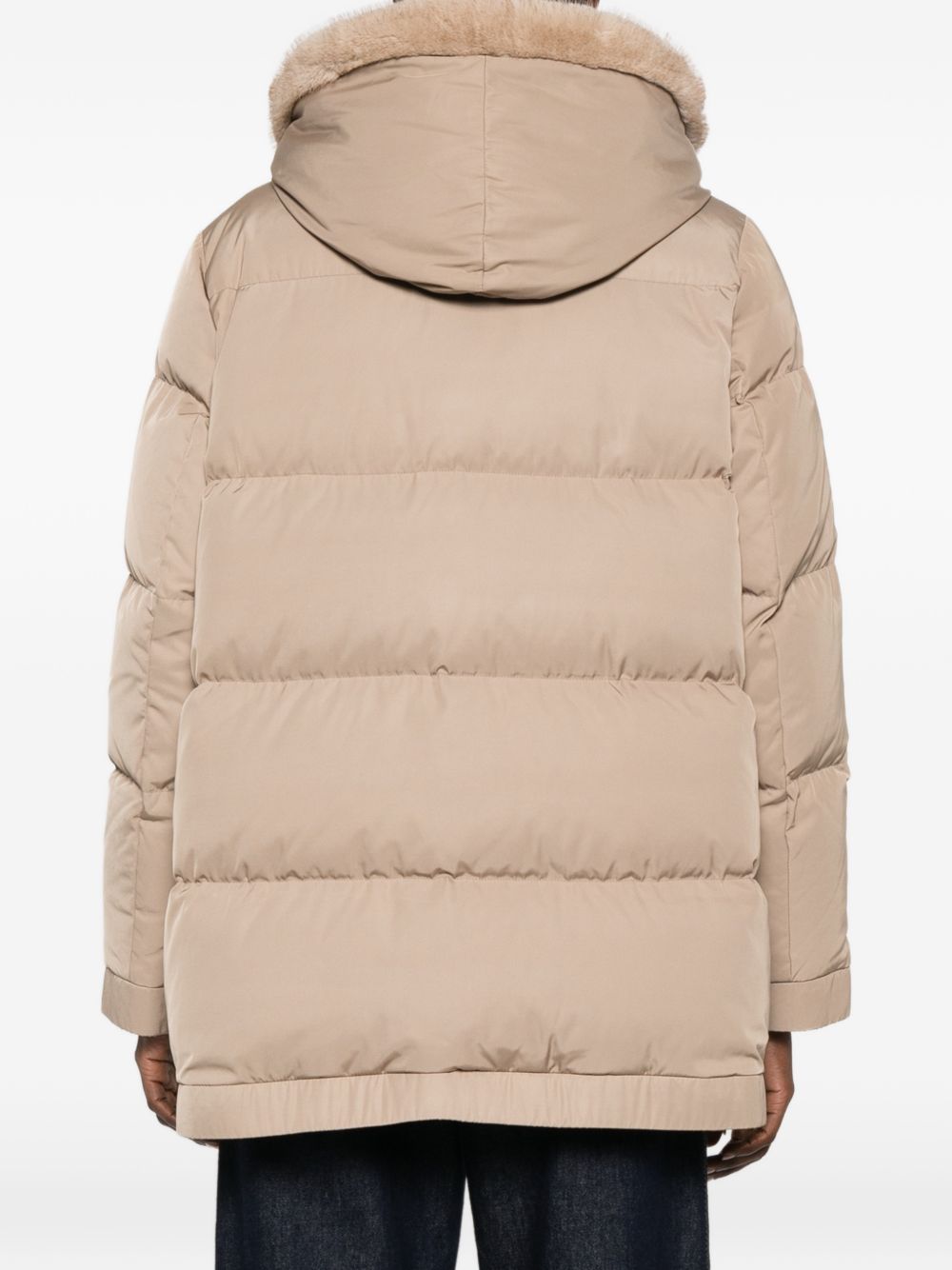 Piumino con cappuccio lou andrea in beige gotha - donna 