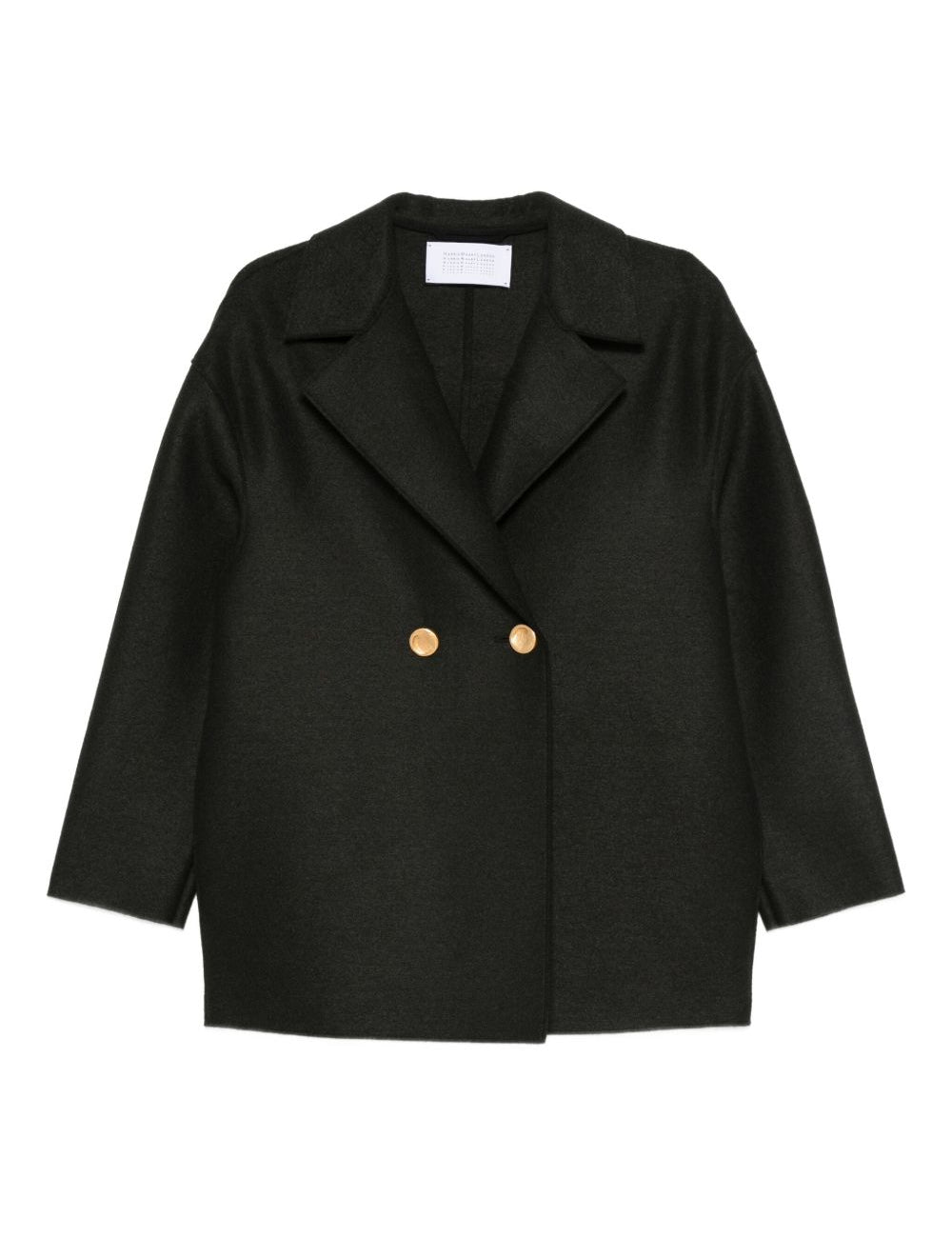 Caban doppiopetto in lana vergine in verde khaki Harris wharf london - donna 