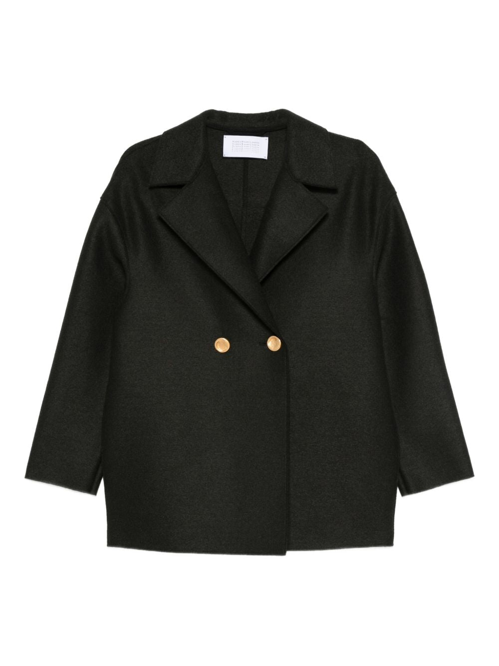 Caban doppiopetto in lana vergine in verde khaki Harris wharf london - donna 