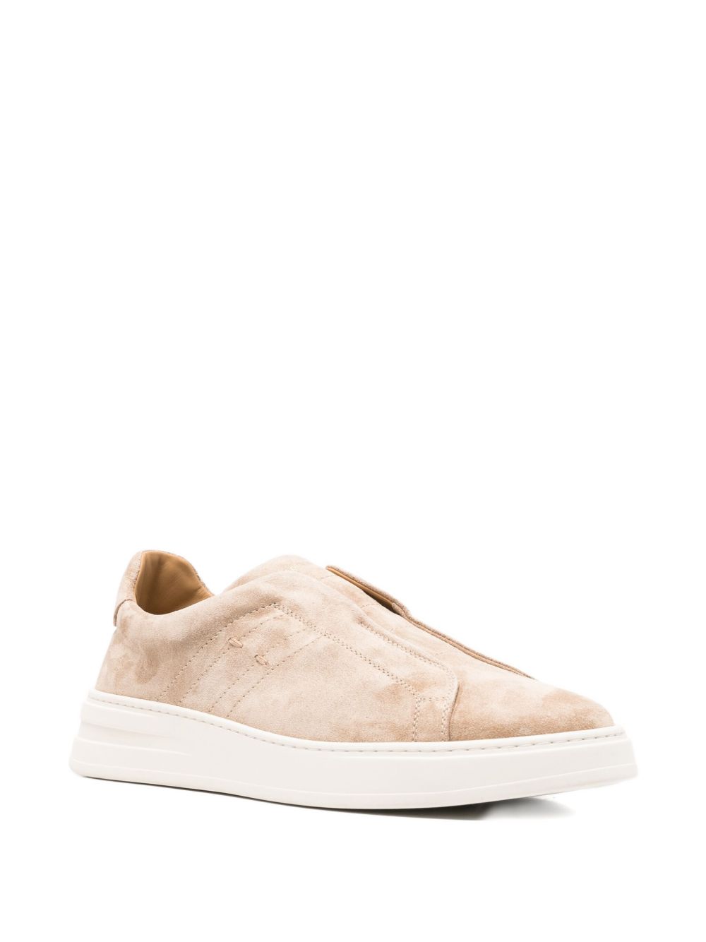 Sneakers in suede senza lacci in beige 