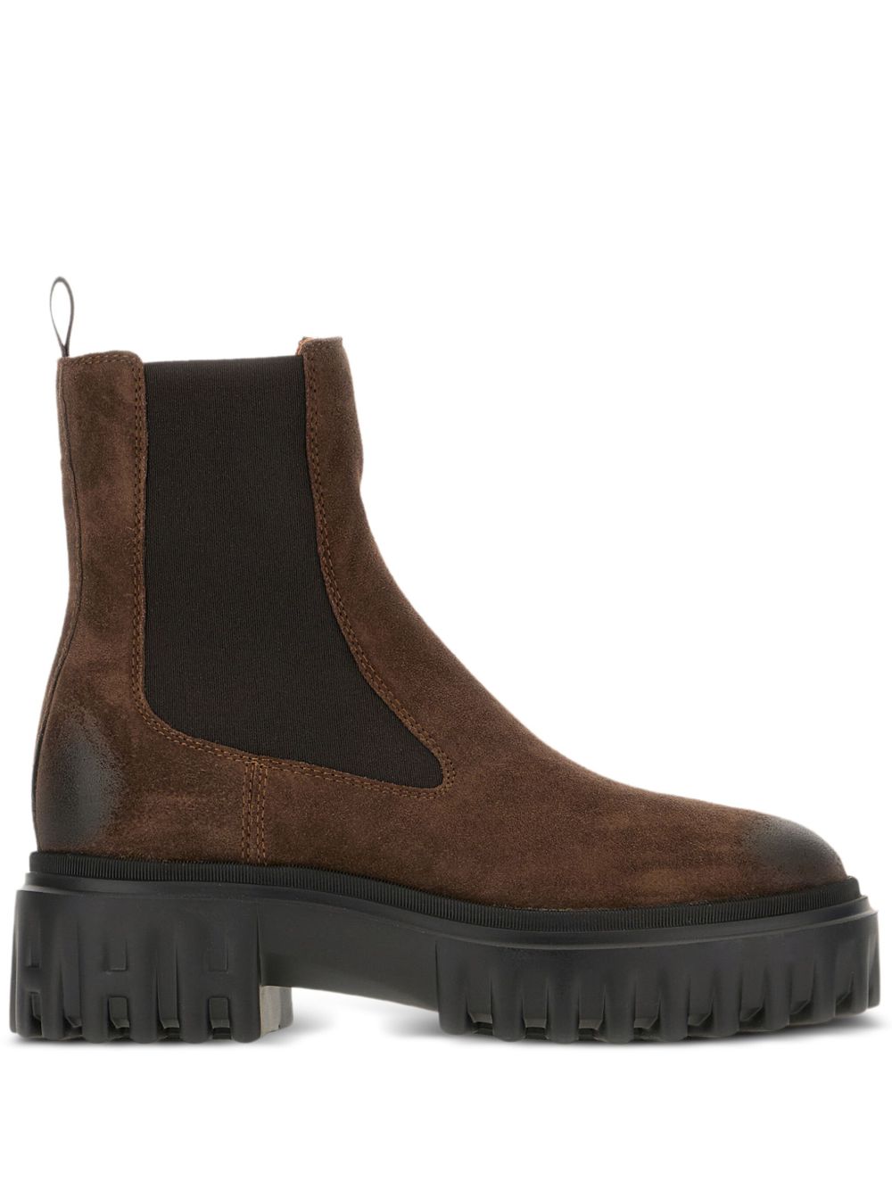 Stivali in pelle con inserti elasticizzati in marrone Hogan - donna 