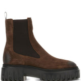 Stivali in pelle con inserti elasticizzati in marrone Hogan - donna 