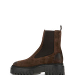 Stivali in pelle con inserti elasticizzati in marrone Hogan - donna 