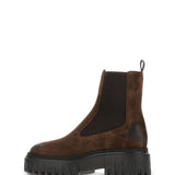 Stivali in pelle con inserti elasticizzati in marrone Hogan - donna 
