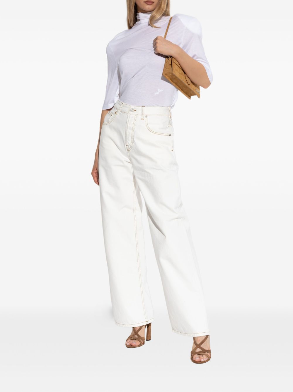 Top "Le tshirt spallina" in bianco Jacquemus - donna 