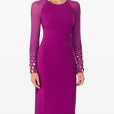 Abito midi Eurabia con paillettes in viola Jenny packham - donna 