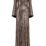 Abito maxi con paillettes in marrone Jenny packham - donna 