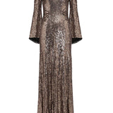 Abito maxi con paillettes in marrone Jenny packham - donna 