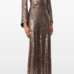 Abito maxi con paillettes in marrone Jenny packham - donna 
