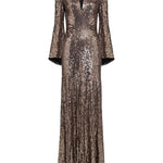 Abito maxi con paillettes in marrone Jenny packham - donna 