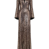 Abito maxi con paillettes in marrone Jenny packham - donna 