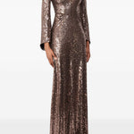 Abito maxi con paillettes in marrone Jenny packham - donna 