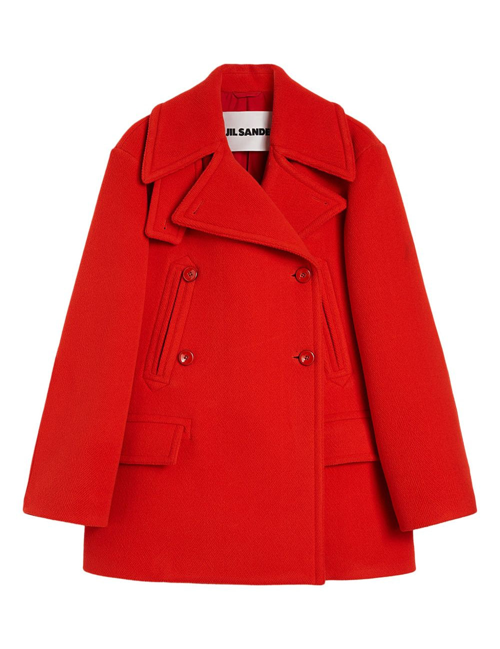 Cappotto doppiopetto in lana in rosso Jil sander - donna 