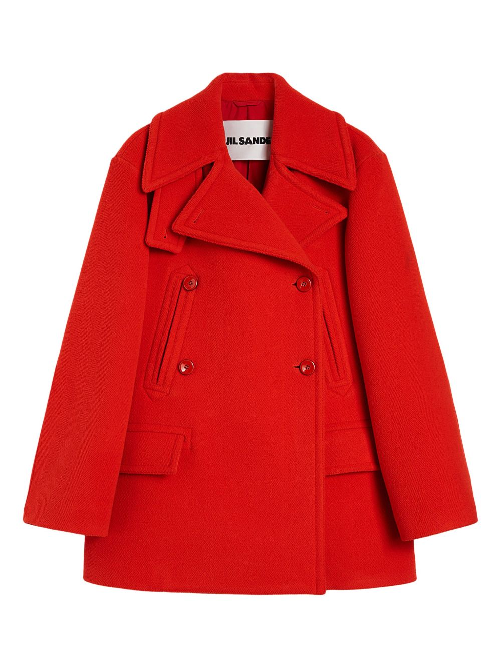 Cappotto doppiopetto in lana in rosso Jil sander - donna 