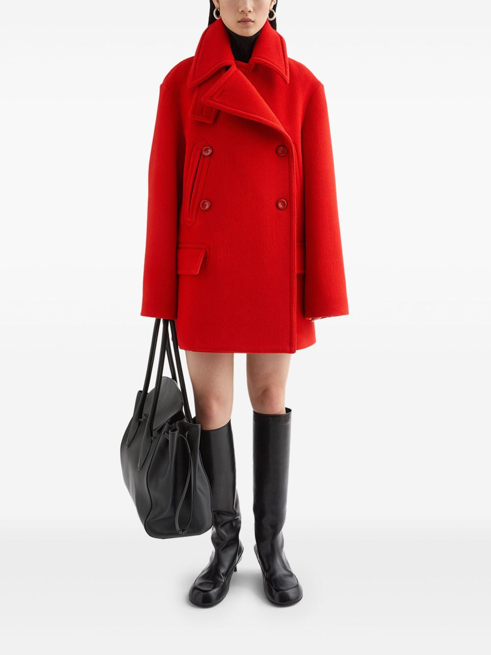Cappotto doppiopetto in lana in rosso Jil sander - donna 