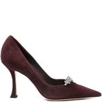 Décolleté a punta con cristalli in bordeaux Jimmy choo - donna 