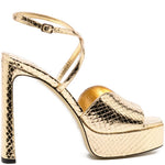 Sandali con effetto serpente in oro Jimmy choo - donna 