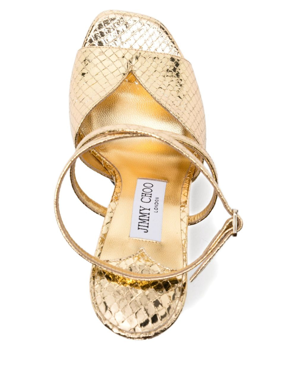 Sandali con effetto serpente in oro Jimmy choo - donna 