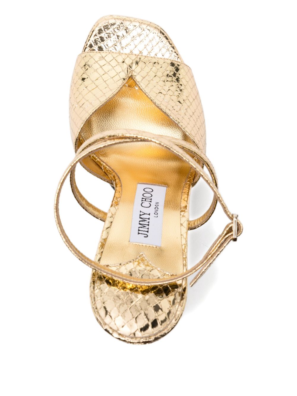 Sandali con effetto serpente in oro Jimmy choo - donna 