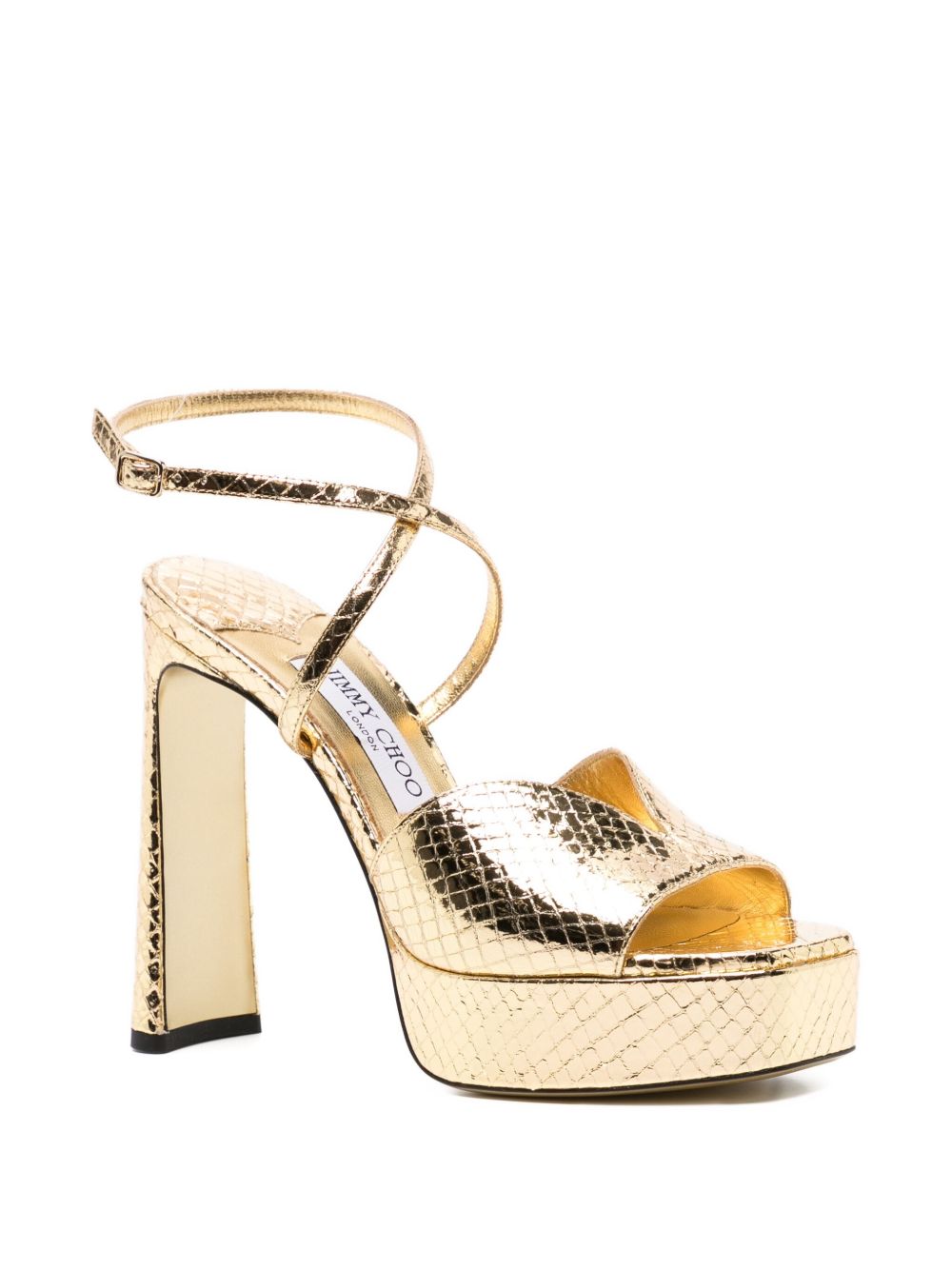 Sandali con effetto serpente in oro Jimmy choo - donna 